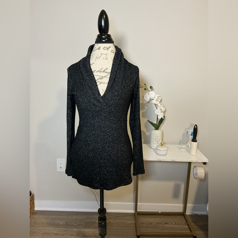 White House Black Market Elegant Black Sweater with Shimmer